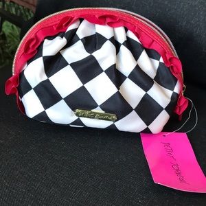 Betsey Johnson Cosmo Mini Ruffle cosmetic/ makeup bag BNWT